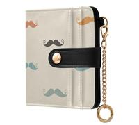 Amooorous Colorful Gentleman's Beard Portable Ladies PU Leather Bifold Wallet Compact PU Leather Wallet for Women