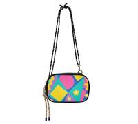 Amooorous Colorful Geometric Shapes Yellow Flowers West Crossbody Purse for Womens Comfort with Adjustable Strap Cell Phone Bag Go shopping carteras elegantes para mujer