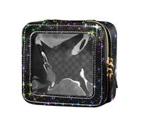 Amooorous Colorful Glitter Stars Cute Makeup Bag Clear Travel Toiletry Bag Cosmetic Bag with Zipper for Traveling, Colorful Glitter Stars, One Size