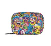 Amooorous Colorful Strange Friends medication bags with Detachable Compartments reusable pill organizer 2 times a day for purse, Colorful strange friends, 1 size