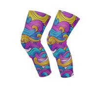 Amooorous Colorful Waves Lines Hand Drawn Doodle Style Anti-Slip knee pads for work padded knee，basketball，football