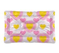 Amooorous Colorful Yellow Heart Peach Washable Pet Mattress Non-Slip Soft Comfortable Kennel Pad for Medium/Large Dogs 36" x 24"