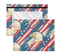 Amooorous Cosmetic Bag 3-Holes Pocket Folders for 3 Rings Binder 2 Pack Students Class American Flag Wild Bird
