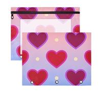 Amooorous Cosmetic Bag Clear Window Pen Holder Case for A4 Paper Letter 2 Pack Teacher Class Colorful Gradient Heart Neon White Dot