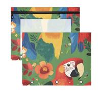 Amooorous Cosmetic Bag Multi-Purpose Pen Holder Case for A4 Paper Letter 2 Pack Students Office Cartoon Cute Color Parrot