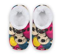 Amooorous Crazy Mangas Hedgehog Skulls Multicolour Anti-Slip Rubber Sole Womens Mens Slippers Coral Fleece Comfortable