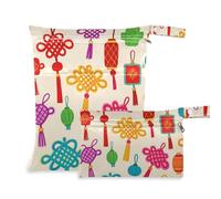 Amooorous Culture Chinese Knot Beige mess-proof bags for baby 2 Pack travel essentials for flying with handles for daycare, baby diapers