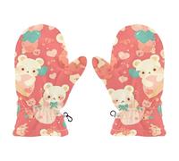 Amooorous Cute Animal Bear Anime Valentine's Peach warm snow mittens snow gloves kids guantes de frio para bebes S 2-4