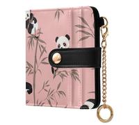 Amooorous Cute Animal Panda bamboos Peach Cute Ladies Lightweight Foldable Wallet Premium PU Leather Wallet for Women Girls