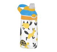 Amooorous Cute Black Yellow Turtle Hedgehog Bear Rabbit Sports Water Bottles with Straw Lid Wide Mouth Leakproof Clear Water Bottle for Hiking, Travel, Running or Fitness termo de agua