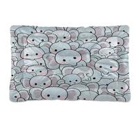 Amooorous Cute Cartoon Animal Elephant Washable Dog Bed Mat Soft Comfortable Anti-Slip Bottom Dog Crate Mat for Medium/Large Dogs 36" x 24"
