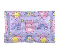 Amooorous Cute Cartoon Bear Star Purple Peach Washable Dog Beds Crate Pad Soft Comfortable Anti-Slip Bottom Pet Kennel Beds for Medium/Large Dogs 36" x 24"
