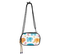 Amooorous Cute Cartoon Blue Elephant and Lion Side Purse Crossbody Womens Trendy with Adjustable Strap Small Shoulder Bag Walk the dog bolsa para mujer