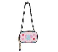 Amooorous Cute Cartoon Blue Elephant Crossbody Wallet Purse for Womens Beauty with Credit Card Slots Mini Shoulder Bag Walk the dog bolsos pequenos para mujer