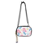 Amooorous Cute Cartoon Blue Mermaid Black Crossbody Bag for Men Beauty with Credit Card Slots Small Black Purses Walk the dog bolsas de mano para mujer