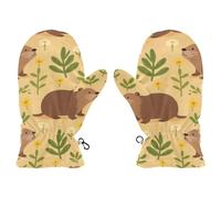 Amooorous Cute Cartoon Brown Capybaras warm mittens for kids toddler winter gloves guantes para nieve ni?a S 2-4