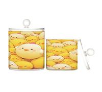 Amooorous Cute Cartoon Chicken Clear Plastic Candy Organizer Storage with lid Bathroom Essentials Decorative storage bins for Cotton Swabs,Cotton Pads,Floss Picks,Paper Clips,Hair Clips 2 Pack