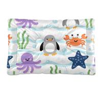Amooorous Cute Cartoon Purple animal sea Penguin Washable Dog Beds Crate Pad Soft Comfortable Anti-Slip Bottom Dog Crate Pad for Large Jumbo Medium Small Dogs 36" x 24"