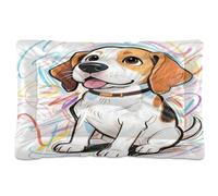 Amooorous Cute Cartoon White Beagle Dog Washable Dog Beds Crate Pad Non-Slip Soft Comfortable Pet Bed for Large Jumbo Medium Small Dogs 36" x 24"