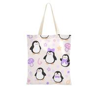 Amooorous Cute Cartoon White Penguin Medium Canvas Tote Bag with handles Tote Bags Cheap Tote Bag for Teachers Bolsa de lona