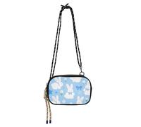 Amooorous Cute Cartoon White Rabbit Small Crossbody Purse Mens Waterproof with Adjustable Strap Small Black Purses Take a walk bolsa de mano para mujer