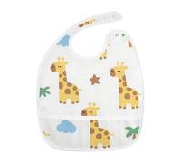 Amooorous Cute Cartoon Yellow Giraffe Bibs with Snaps with Snap Cotton 2 Pack Drooling Teething Feeding