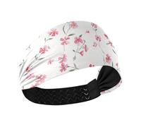 Amooorous Cute Small Blush Flowers Moisture Wicking wide headband Stretchy hairbands for Gym hiking Volleyball cintas para el cabello de mujer