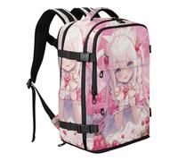 Amooorous Cute Strawberry Anime Peach Girl Personal Item Backpack Water-resistant Lightweight Bag Packed For Men 15.6 Laptop Bag for Women & Men Outing Work Family Travel mochila para viaje 20L
