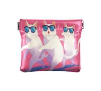 Amooorous Dancing Cats Peach Women's Leather Coin Purse Wallet Fancy Mini Change Wallet Coin Pocket for Women, dancing cats peach, One Size