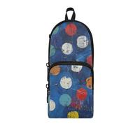 Amooorous Dark Blue Background Colorful Dots Nylon 3 Compartments Pencil Bags For Girls study&multifunctional Zipper Pencil Case Stationery for Student Elementary 1600ml