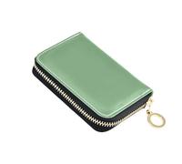 Amooorous Dark Sea Green Solid Color Pure Plain Leather Small Card Wallet with 2 Cash Slot RFID Blocking Men Card Holder carteras para Mujer