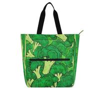 Amooorous Decorative Book Bag Art Tote Bag for Kids Adults, Cute Cartoon Vegetable Broccoli Waterproof Library Shoulder Bag Handbag with Zipper for School Shopping Grocery Rainbow para libros de