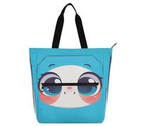 Amooorous Decorative Book Bag Art Tote Bag for Kids Women Men, Cute Cartoon Blue Waterproof Library Book Tote Shopping Bag with Zipper Handles for College Shopping Beach Rainbow tela para