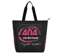 Amooorous Decorative Book Tote Bag for Kids Adults, 404 Error Life Not Found Rock Style Water-resistant Tote Bag Resuable Grocery Bag with Zipper for School Shopping Beach Rainbow bolsos para guardar