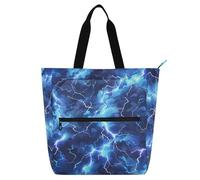 Amooorous Decorative Book Tote Bag for Kids Boys Girls, Lightening Blue Safari Waterproof Girls Resuable Shopping Bag Handbag with Zipper for School Shopping Beach Rainbow mochilas para