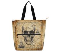 Amooorous Decorative Kid Tote Bag for Kids Students Adults, Gamreasure Map Rpg Pirates Brown Water-resistant Teacher Tote Bags Handbags with Inner Pockets for School Shopping Travel Rainbow dela