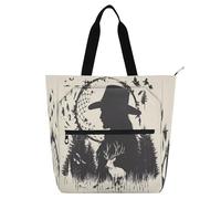 Amooorous Decorative Kids Book Tote for Kids Women Men, Western Cowboy Dream Catchers Triba Deerblack Lightweight Child Book Tote Resuable Grocery Bag Handbag for School Shopping Beach Rainbow bolsa