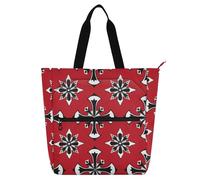 Amooorous Decorative Kids Cute Tote Bags for Kids Students Adults, Maltese Cross Manuscript Waterproof Reusable Book Bag Grocery Bag with Zipper for College Shopping Beach Rainbow de tela para