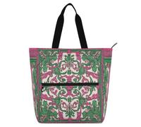Amooorous Decorative Kids Tote Bag Piano Book Bag for Boys Girls Adults, Middle Eastern Style Flora and Green Waterproof Children Activity Bag Art Tote Bag with Zipper for School and Playtime Rainbow