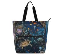 Amooorous Decorative Kids Tote Bag Piano Book Bag for Boys Girls Women, Cartoon Cute Color Underwater World Lightweight Library Book Tote Bag Shoulder Bag with Pockets for School and Playtime Rainbow