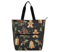 Amooorous Decorative Kids Tote Bag Piano Book Bag for Kids Adults, Christmas Gingerbread Waterproof Library Book Bag Handbag with Zipper Pockets for School and Playtime Rainbow para libros
