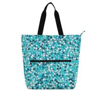 Amooorous Decorative Kids Tote Bag Piano Book Bag for Kids Students Adults, Blue-green Sequins Sturdy Reusable Grocery Beach Bag with Zipper for School Shopping Travel Rainbow para llevar libros