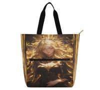 Amooorous Decorative Kids Tote Bag Piano Book Bag for Kids Women Men, Retro Women Luxurious Gold Sturdy School Shoulder Bags with Zipper Pockets for School and Playtime Rainbow para libros de lectura