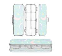 Amooorous Designed Clear Pencil Box Blue and Yellow Cartoon Stars and Moon