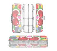 Amooorous Designed Clear Pencil Box Plastic 80s Cherry Bright | Double-Deck Pens Case Boxes For Art Supplies With Snap-Tight Lid