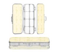 Amooorous Designed Clear Pencil Plastic Box Shark Pastel Yellow | Double-Deck Pens Boxes Case For Craft Art With Snap Lid