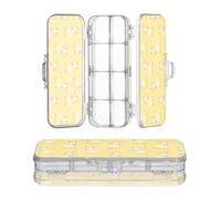 Amooorous Designed Clear Pencils Box Anime Goat Pastel Yellow | Double Layer Hard Pens Case Boxes For Stationery With Snap Lid