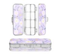 Amooorous Designed Clear Pencils Box Sunflower Pastel Purple Yellow | Double Deck Pens Case Hard For Stationery With Snap And Lid