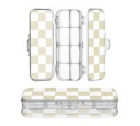 Amooorous Designed Clear Plastic Pencil Box Yellow and White American Plaid