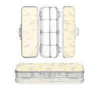 Amooorous Designed Plastic Box for Pencils Wildflower Sun Pastel Yellow | Double Deck Transparent Pens Cases For Stationery Supplies With Lid